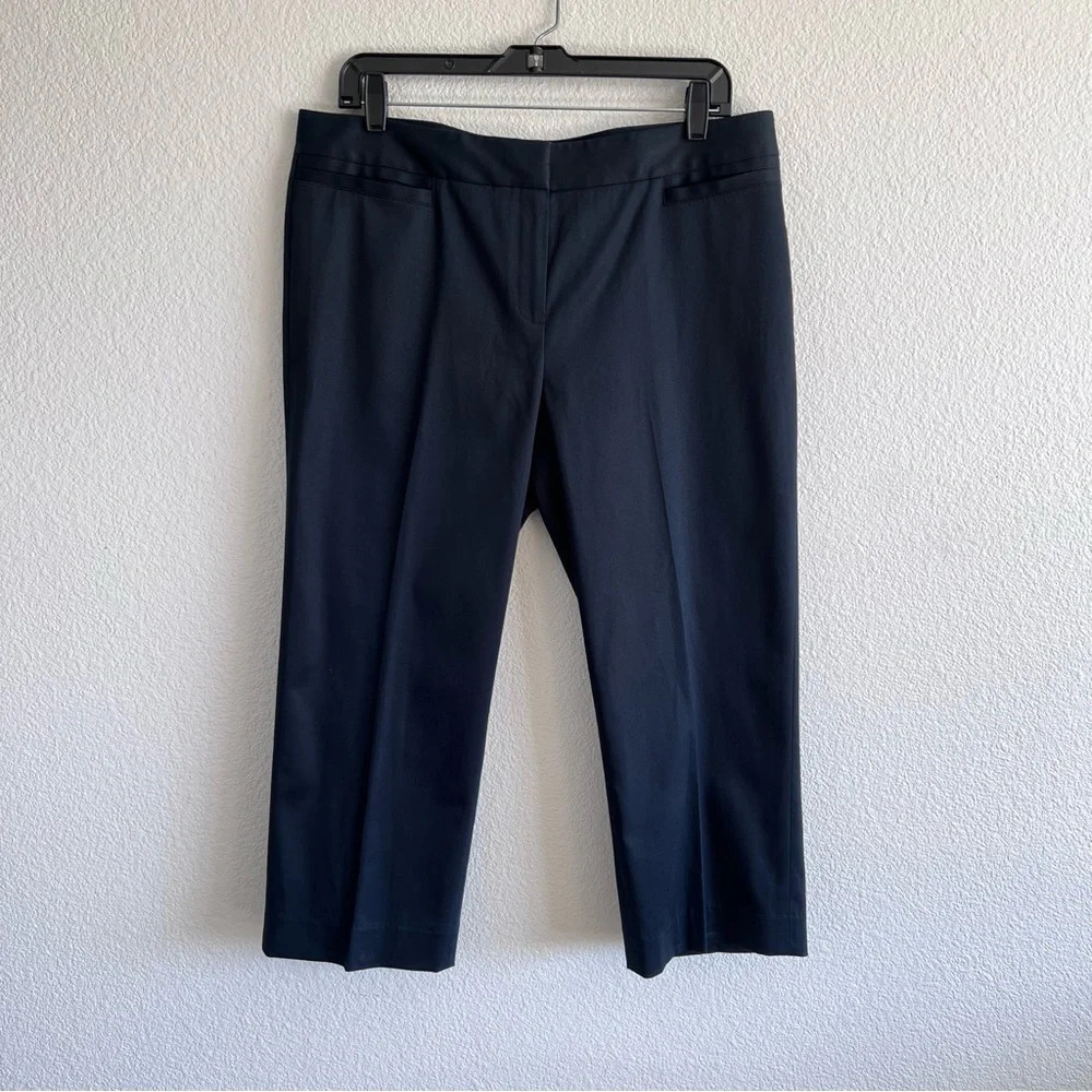 Lafayette 148 NY Women’s Black Mid-Rise Cropped‎ Straight Leg Pants Career